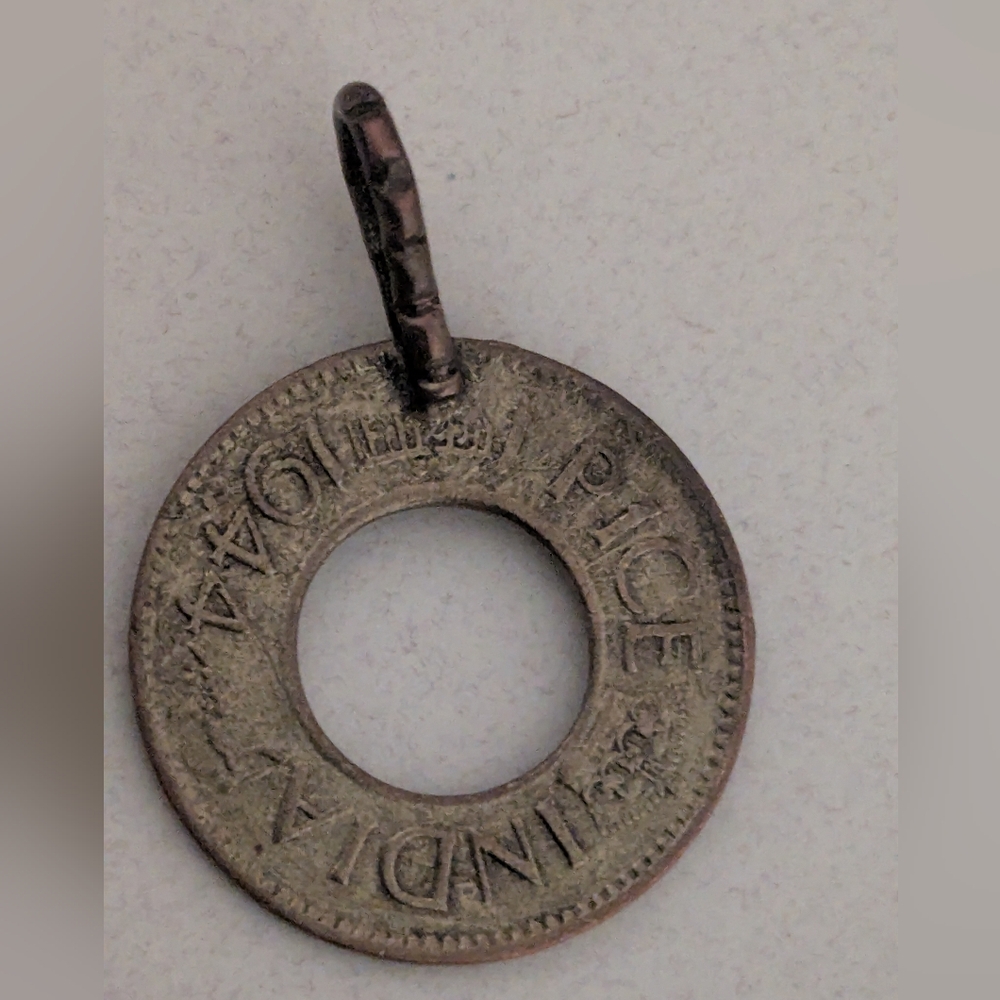 India Pice Bronze Coin Textured Circular Pendant